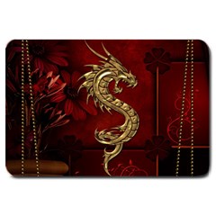 Wonderful Mystical Dragon, Vintage Large Doormat  by FantasyWorld7