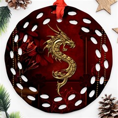 Wonderful Mystical Dragon, Vintage Ornament (round Filigree) by FantasyWorld7