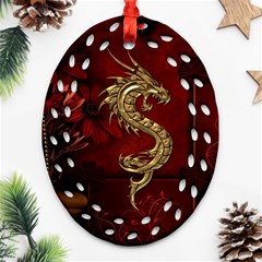 Wonderful Mystical Dragon, Vintage Ornament (oval Filigree) by FantasyWorld7