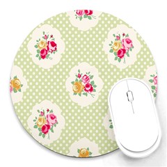 Green Shabby Chic Round Mousepads by NouveauDesign