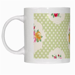 Green Shabby Chic White Mugs