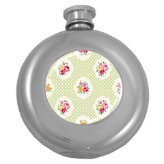 Green Shabby Chic Round Hip Flask (5 Oz) by NouveauDesign