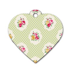 Green Shabby Chic Dog Tag Heart (one Side) by NouveauDesign