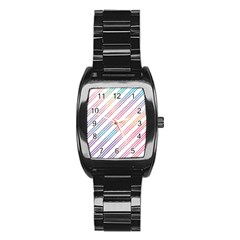 Colored Candy Striped Stainless Steel Barrel Watch by Colorfulart23