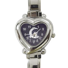 Mandala, Cute Owl On The Moon Heart Italian Charm Watch by FantasyWorld7