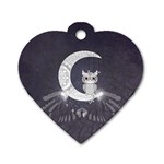 Mandala, Cute Owl On The Moon Dog Tag Heart (One Side) Front