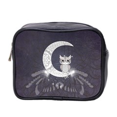 Mandala, Cute Owl On The Moon Mini Toiletries Bag 2-side by FantasyWorld7