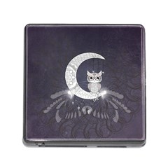 Mandala, Cute Owl On The Moon Memory Card Reader (square) by FantasyWorld7