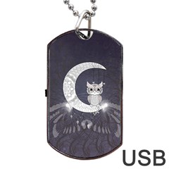 Mandala, Cute Owl On The Moon Dog Tag Usb Flash (two Sides) by FantasyWorld7