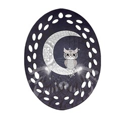 Mandala, Cute Owl On The Moon Oval Filigree Ornament (two Sides) by FantasyWorld7