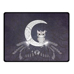 Mandala, Cute Owl On The Moon Double Sided Fleece Blanket (small)  by FantasyWorld7