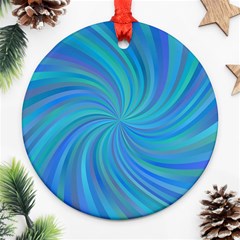 Blue Background Spiral Swirl Ornament (round) by Celenk