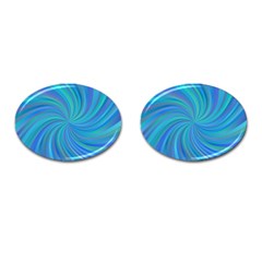 Blue Background Spiral Swirl Cufflinks (oval) by Celenk