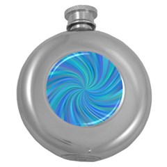 Blue Background Spiral Swirl Round Hip Flask (5 Oz) by Celenk