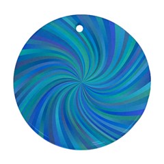 Blue Background Spiral Swirl Round Ornament (two Sides) by Celenk