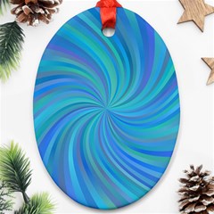 Blue Background Spiral Swirl Oval Ornament (two Sides) by Celenk