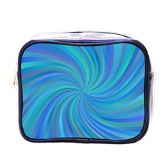 Blue Background Spiral Swirl Mini Toiletries Bags by Celenk