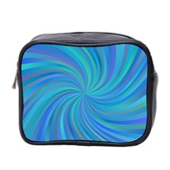 Blue Background Spiral Swirl Mini Toiletries Bag 2-side by Celenk