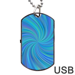 Blue Background Spiral Swirl Dog Tag Usb Flash (one Side) by Celenk