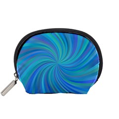 Blue Background Spiral Swirl Accessory Pouches (small)  by Celenk