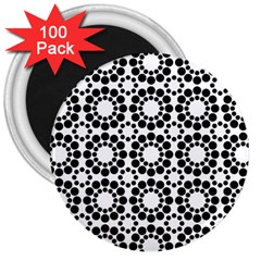 Black White Pattern Seamless Monochrome 3  Magnets (100 Pack) by Celenk