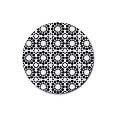 Black White Pattern Seamless Monochrome Rubber Coaster (round)  by Celenk