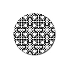 Black White Pattern Seamless Monochrome Magnet 3  (round) by Celenk