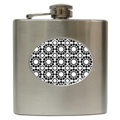 Black White Pattern Seamless Monochrome Hip Flask (6 Oz) by Celenk