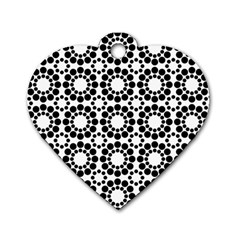 Black White Pattern Seamless Monochrome Dog Tag Heart (two Sides) by Celenk