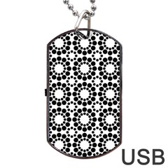 Black White Pattern Seamless Monochrome Dog Tag Usb Flash (one Side) by Celenk