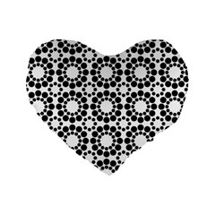 Black White Pattern Seamless Monochrome Standard 16  Premium Heart Shape Cushions by Celenk