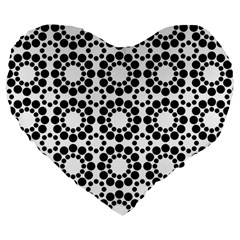 Black White Pattern Seamless Monochrome Large 19  Premium Flano Heart Shape Cushions by Celenk