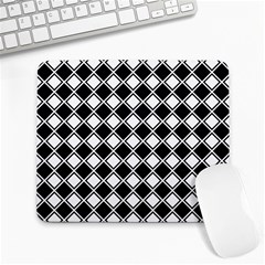 Black White Square Diagonal Pattern Seamless Large Mousepads by Celenk