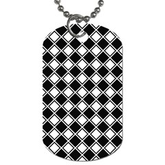 Black White Square Diagonal Pattern Seamless Dog Tag (two Sides) by Celenk