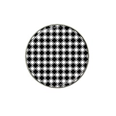 Black White Square Diagonal Pattern Seamless Hat Clip Ball Marker by Celenk