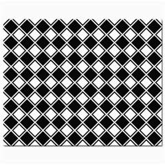 Black White Square Diagonal Pattern Seamless Mini Button Earrings