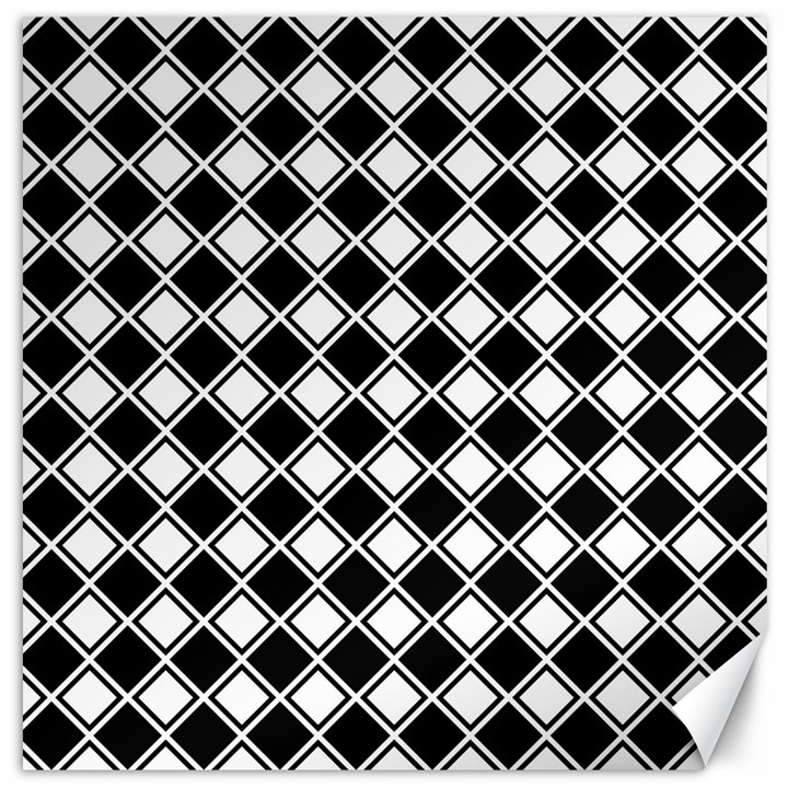 Black White Square Diagonal Pattern Seamless Canvas 12  x 12  