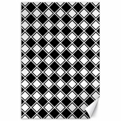 Black White Square Diagonal Pattern Seamless Canvas 24  X 36  by Celenk