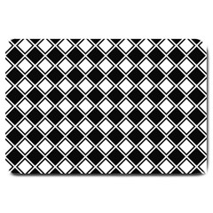 Black White Square Diagonal Pattern Seamless Large Doormat  by Celenk