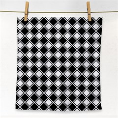 Black White Square Diagonal Pattern Seamless Face Towel by Celenk