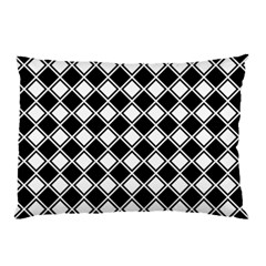 Black White Square Diagonal Pattern Seamless Pillow Case by Celenk