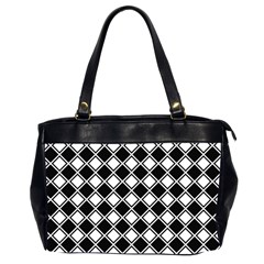 Black White Square Diagonal Pattern Seamless Office Handbags (2 Sides)  by Celenk