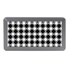 Black White Square Diagonal Pattern Seamless Memory Card Reader (mini) by Celenk