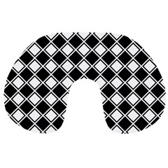 Black White Square Diagonal Pattern Seamless Travel Neck Pillows by Celenk