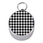 Black White Square Diagonal Pattern Seamless Mini Silver Compasses Front