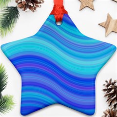 Blue Background Water Design Wave Ornament (star)