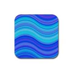 Blue Background Water Design Wave Rubber Coaster (square)  by Celenk