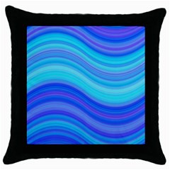 Blue Background Water Design Wave Throw Pillow Case (black) by Celenk