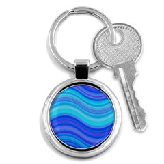 Blue Background Water Design Wave Key Chains (round) 