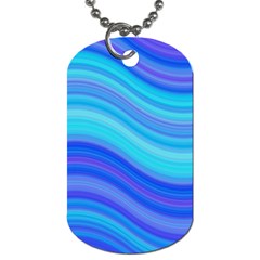 Blue Background Water Design Wave Dog Tag (one Side)